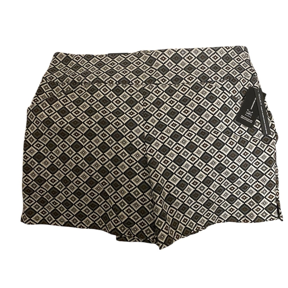 INC International Concepts Black and White Geometric High Waist Shorts